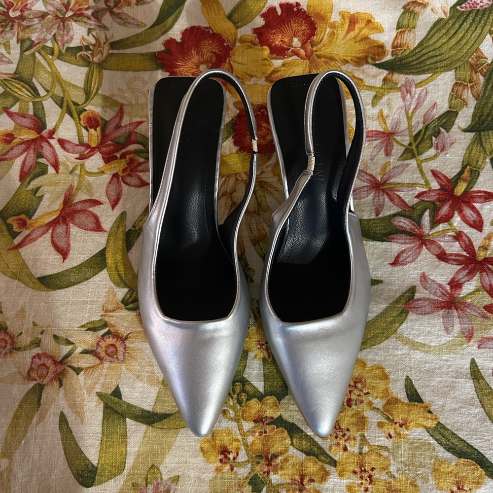 Silver Slingback Heels